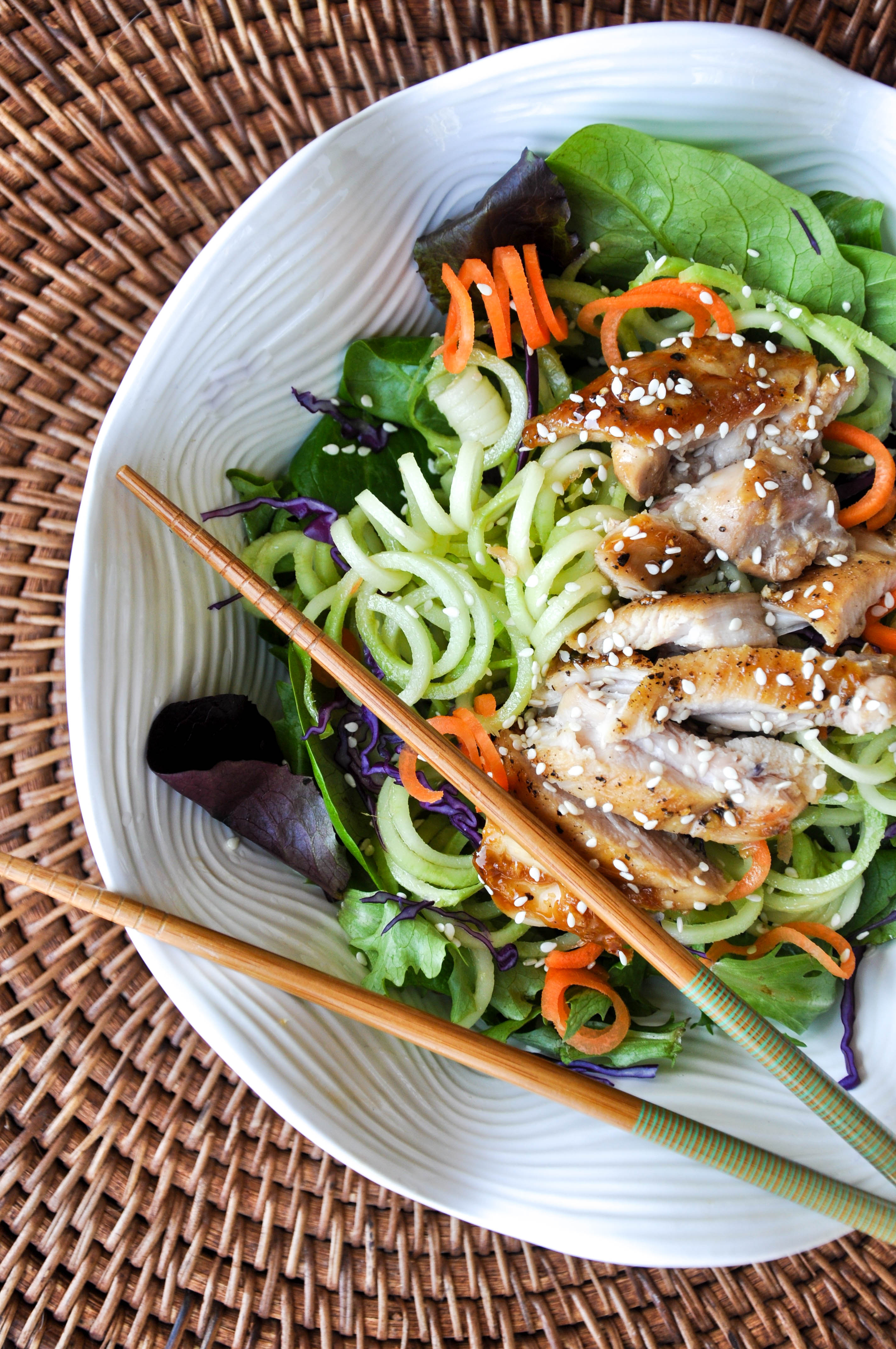 Spiralized Broccoli Teriyaki Chicken Bowl