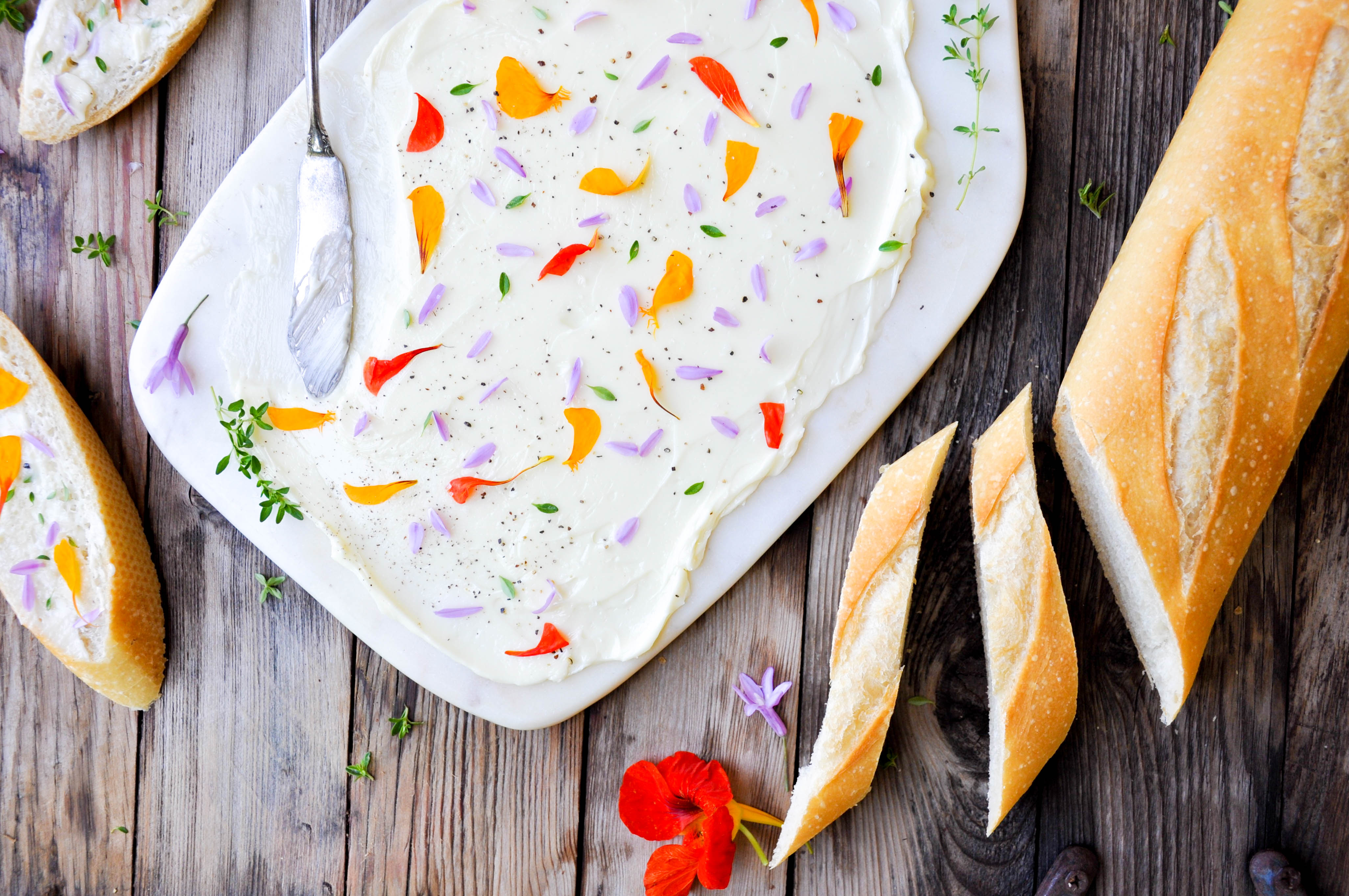 floral butter using edible flowers and herbs