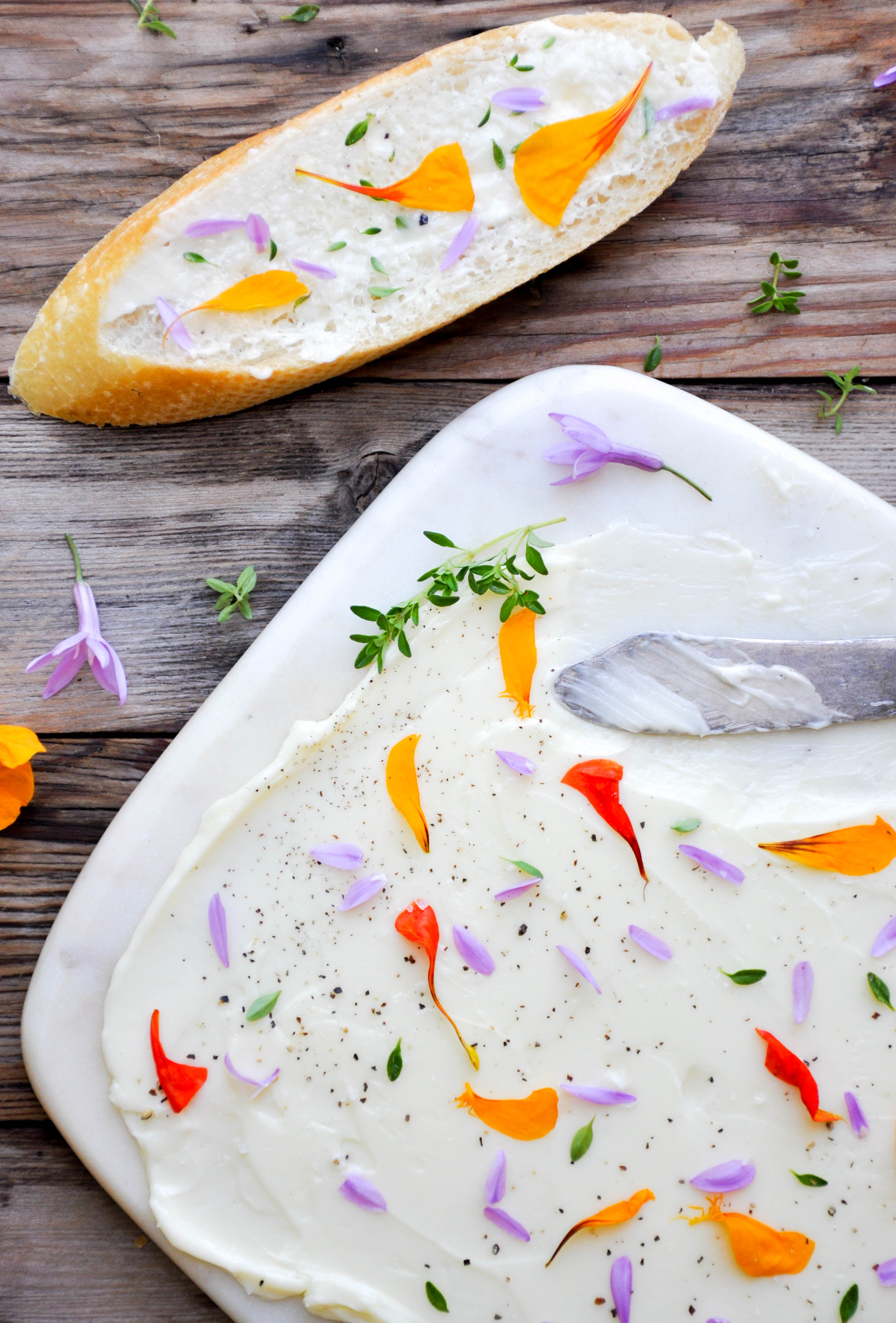 floral butter using edible flowers and herbs