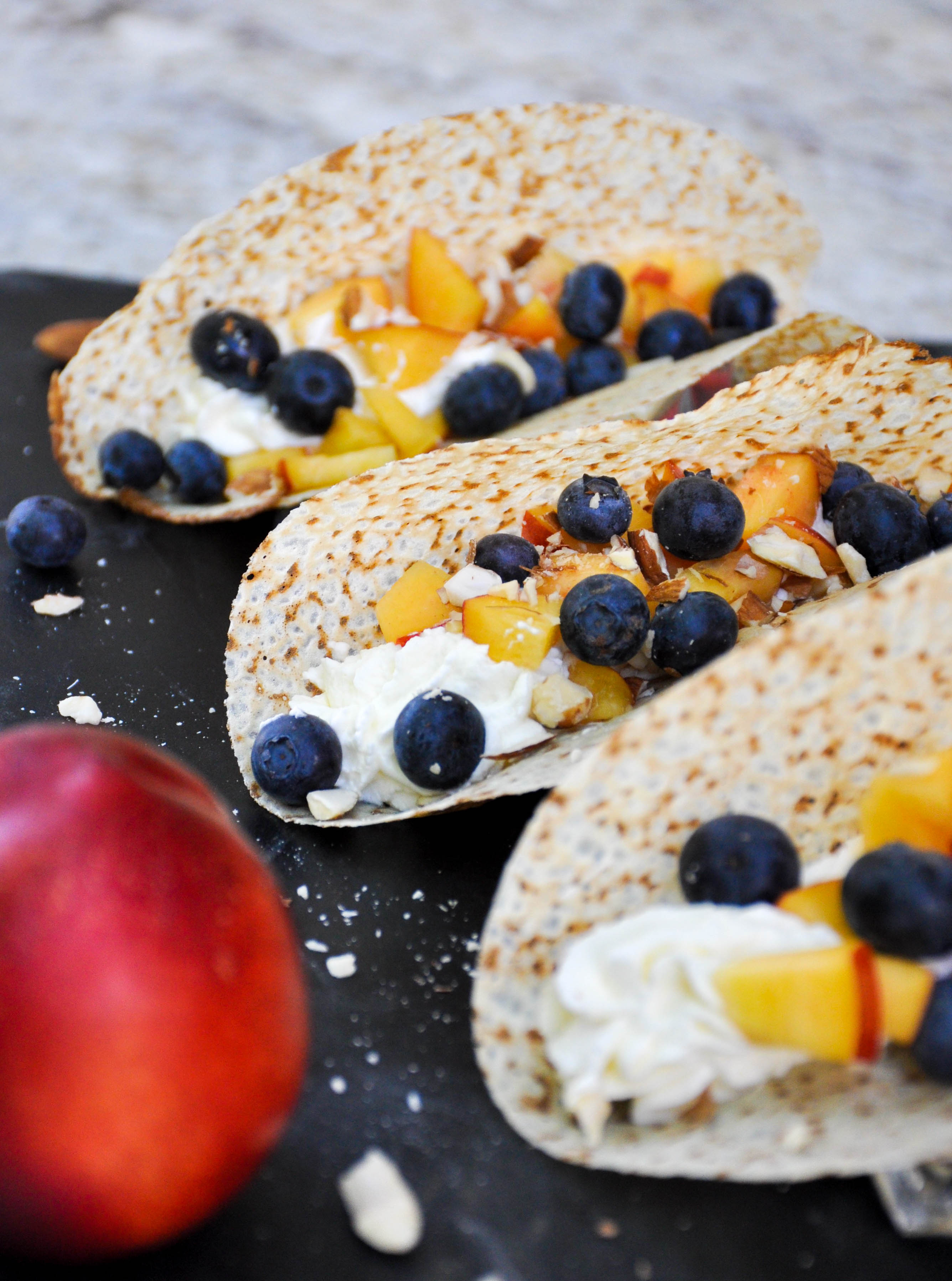 Blueberry Nectarine Dessert Tacos