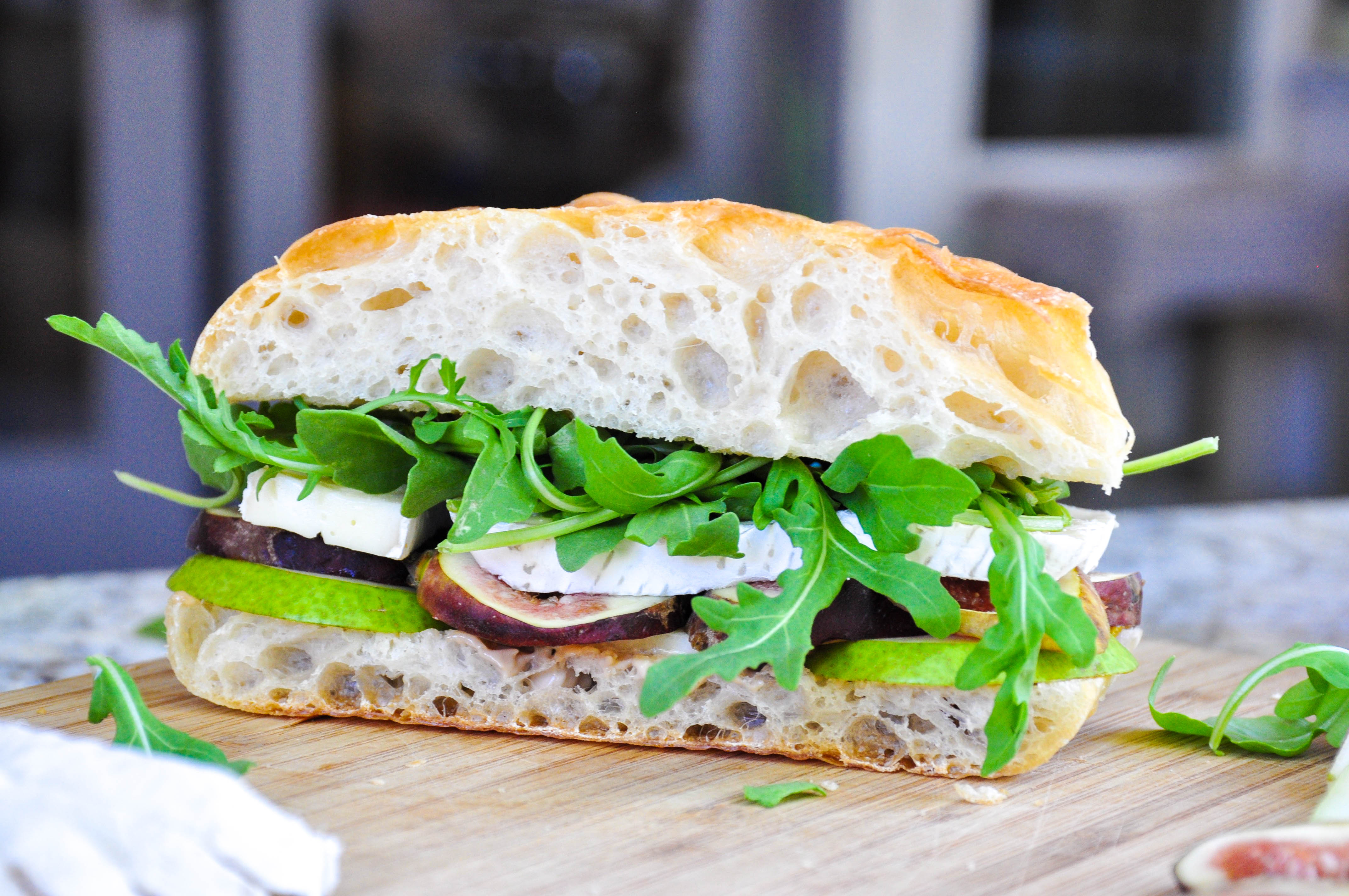 Pear and Fig Panini with Brie and Arugula