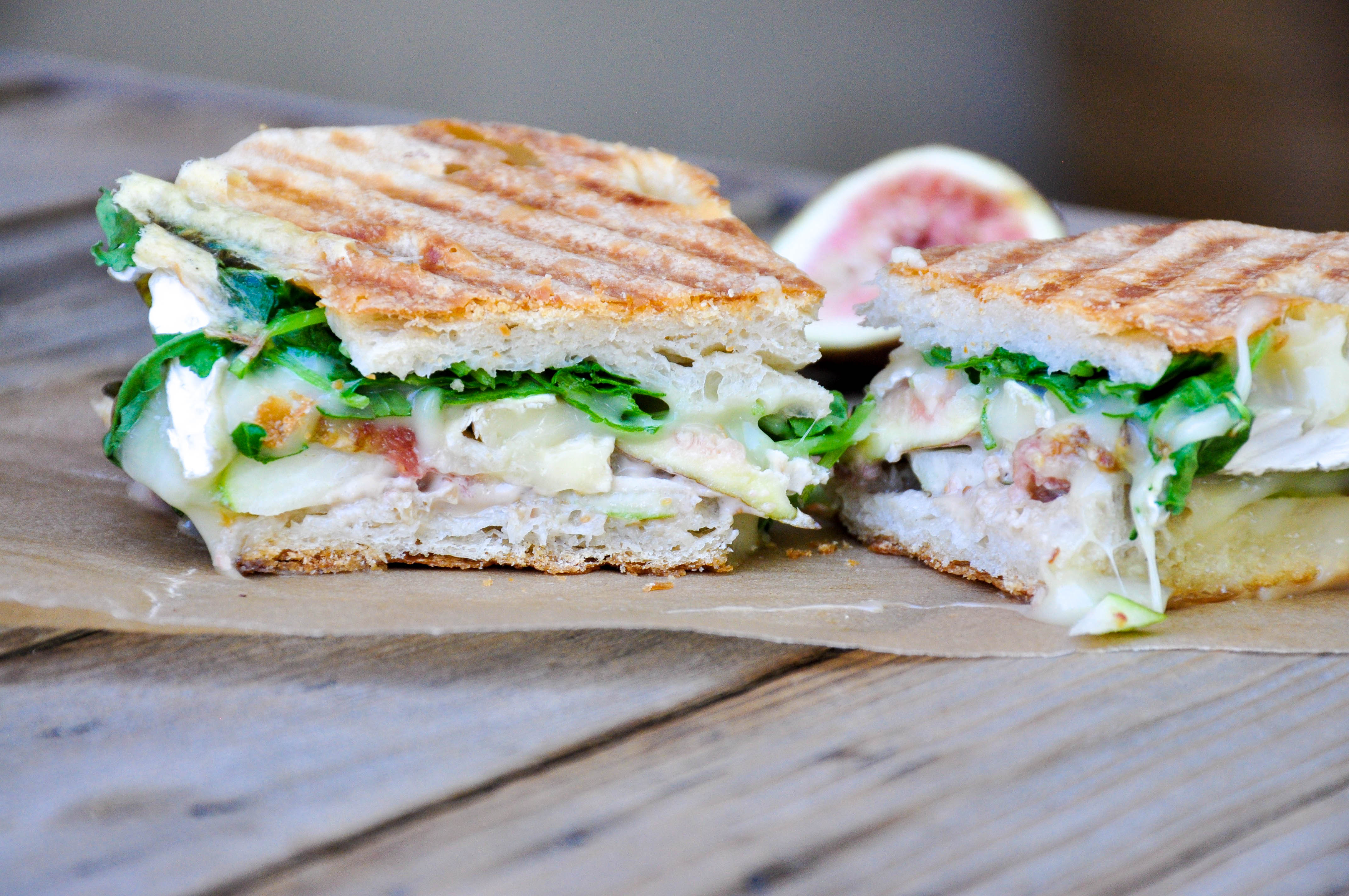 Pear and Fig Panini with Brie and Arugula