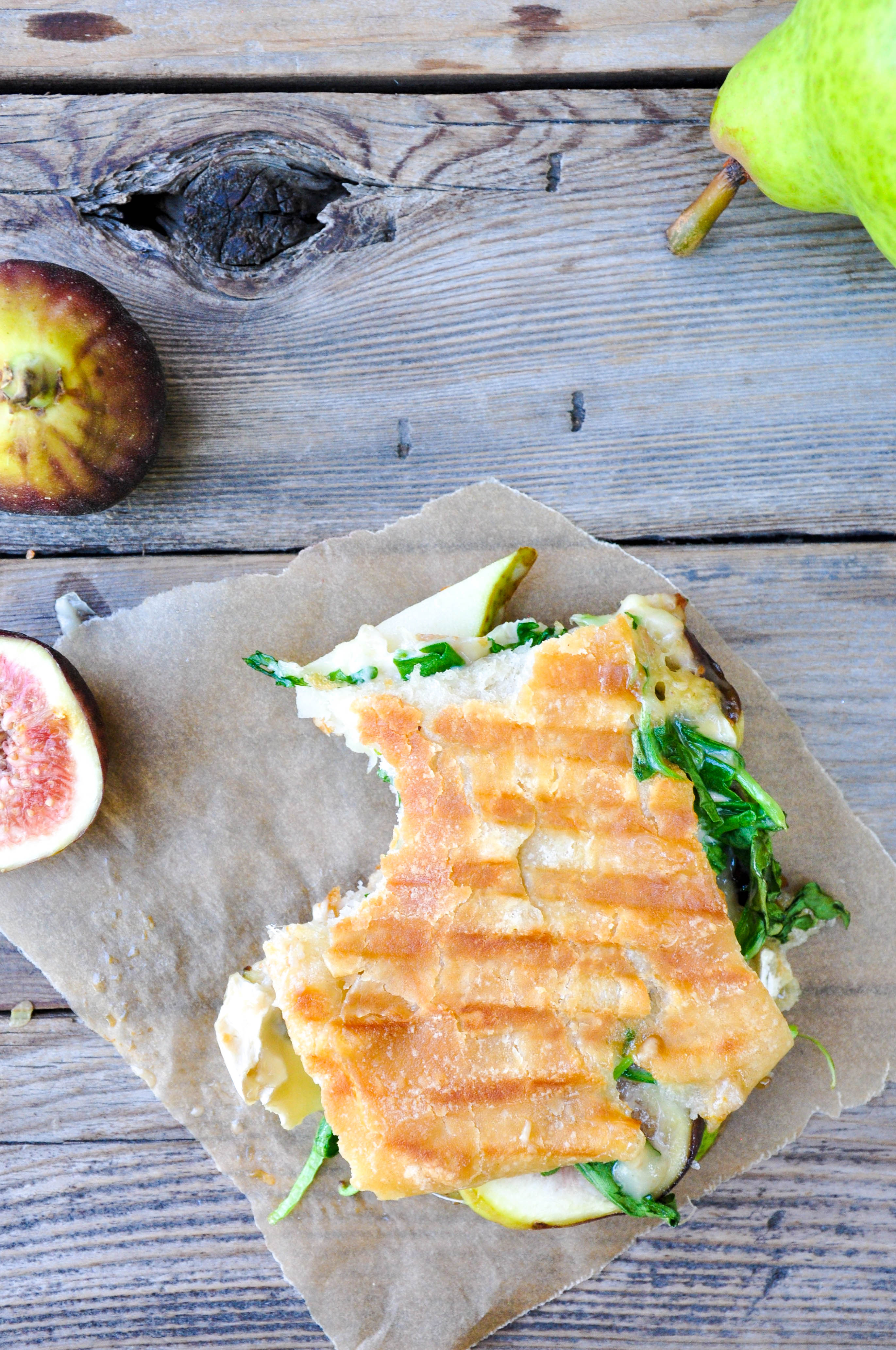 Pear and Fig Panini with Brie and Arugula