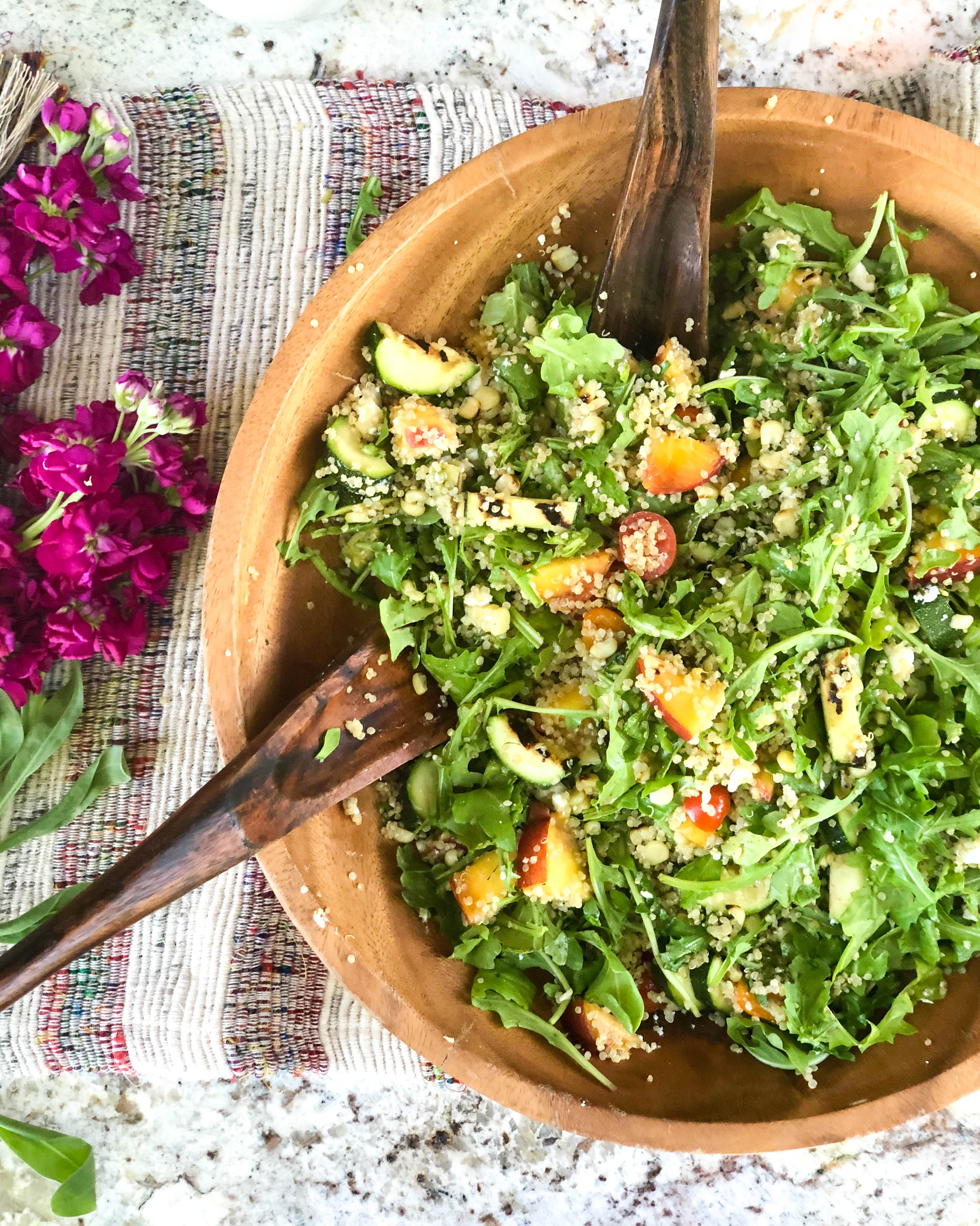 Grilled Zucchini, Corn and Peach Quinoa Salad