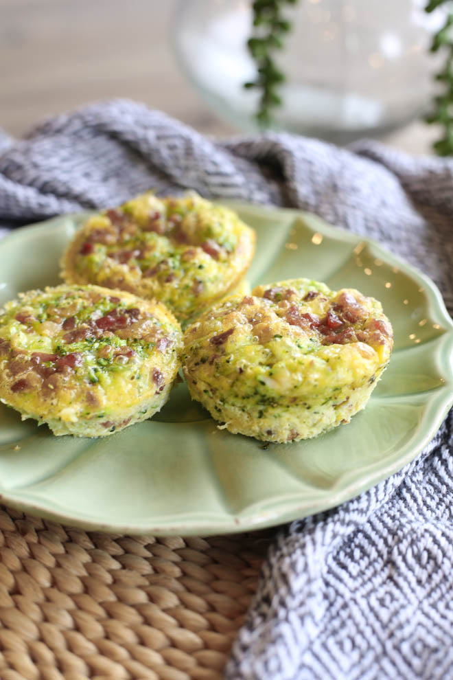 Riced Broccoli, Bacon, and White Cheddar Egg Muffins